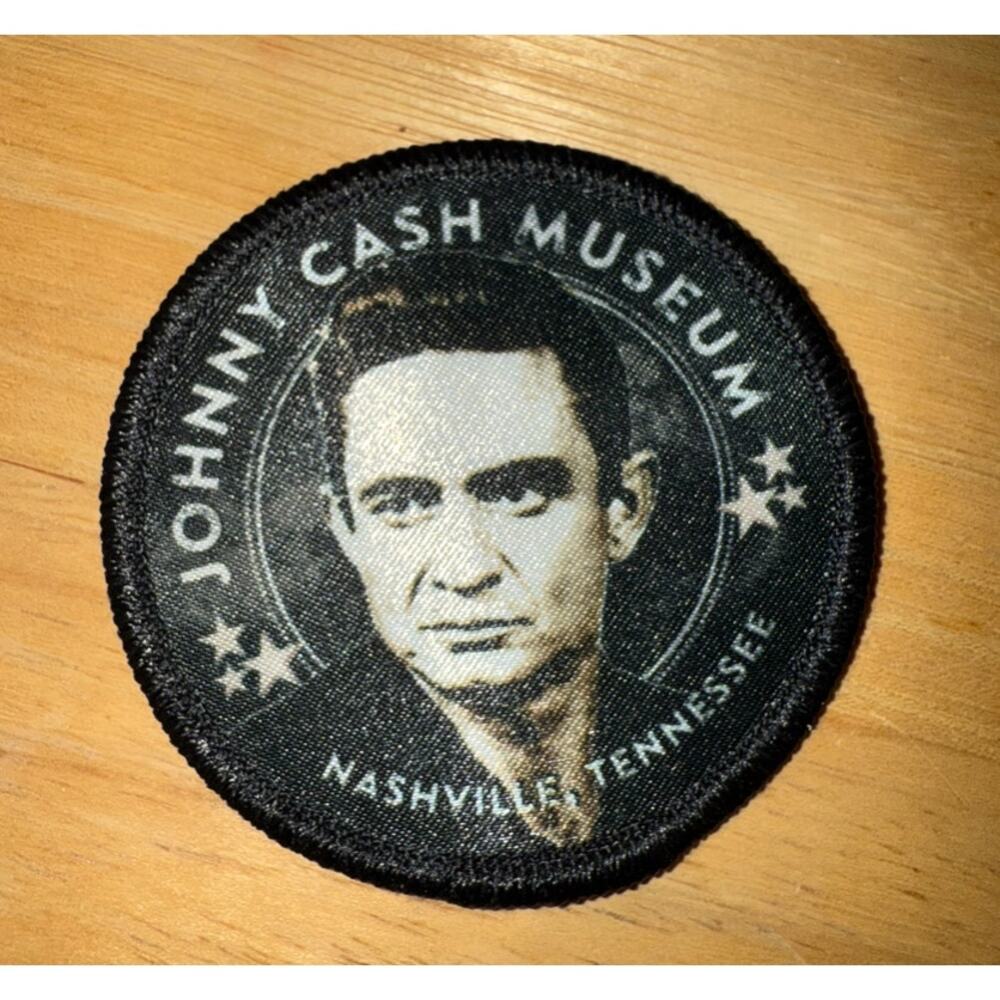 The Johnny Cash Museum Black White Gray Iron-On Round Patch NEW!
